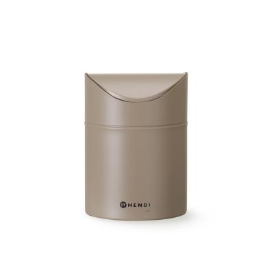 Odpadkový koš na stolek s otočným krytem, HENDI, 1,2L, Béžová, ⌀120x(H)165mm | 440797